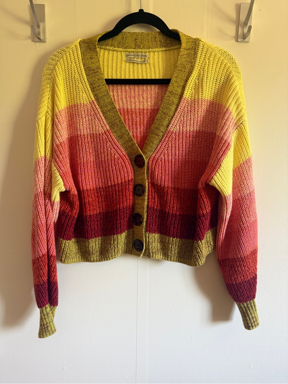 Urban Outfitters Turner Sunset Stripe Chunky Knit Cropped Cardigan M Trendy Teen